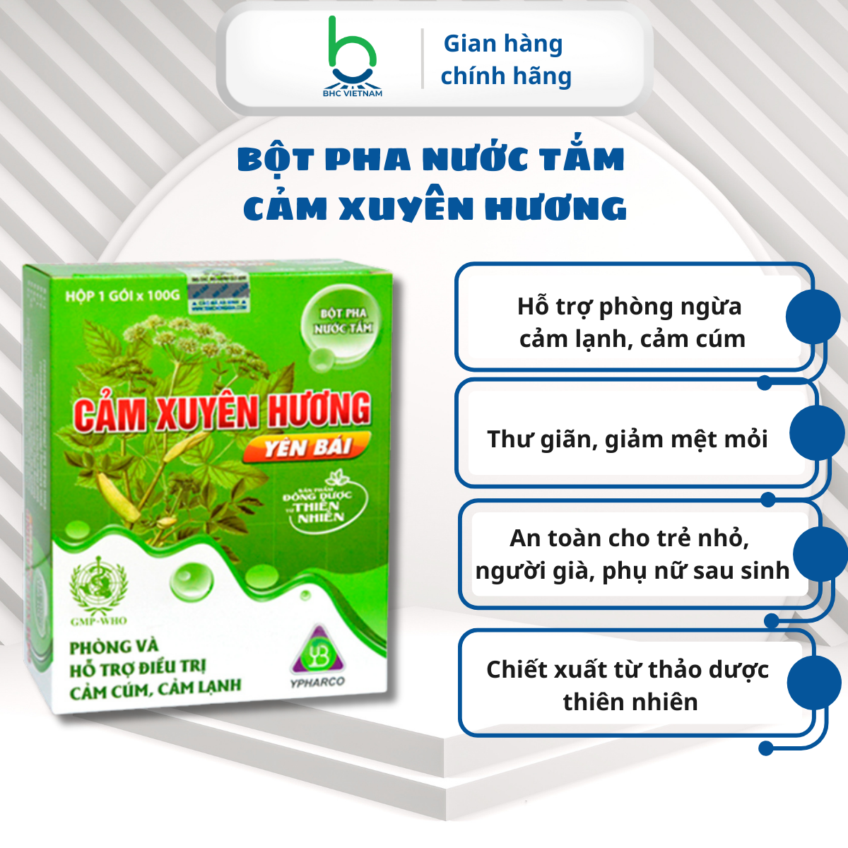 Bột Pha Nước Tắm Cảm Xuyên Hương Hỗ Trợ Phòng Ngừa Cảm Cúm, Cảm Lạnh, Thư Giãn Cơ Thể